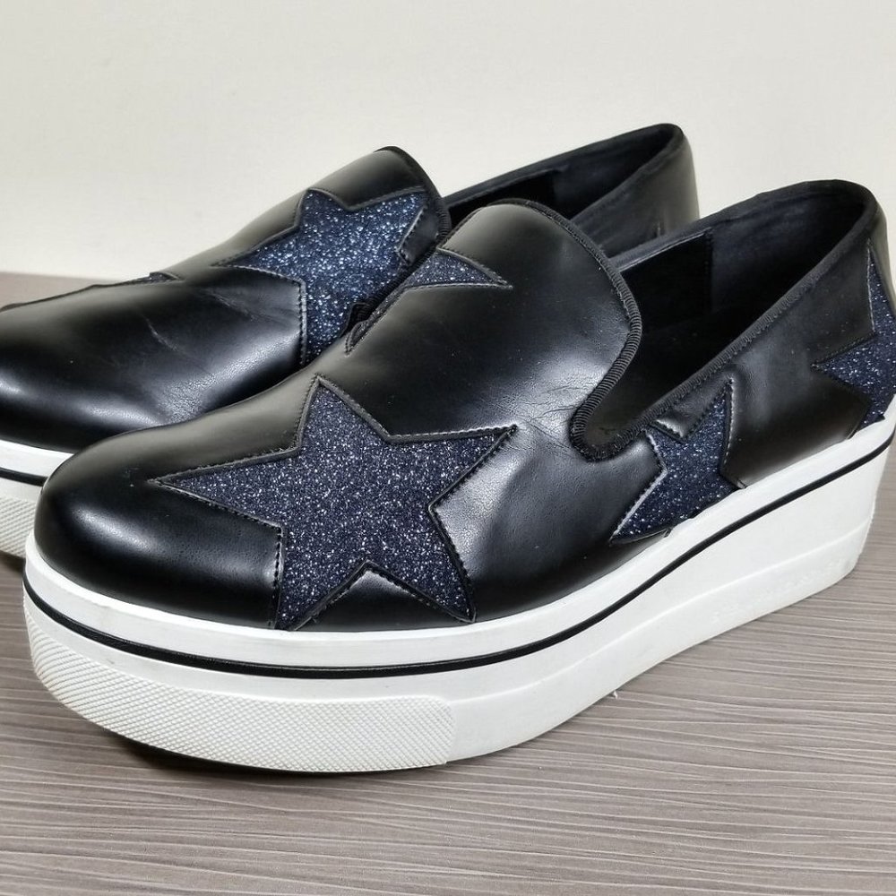 Stella McCartney Binx Stars Slip-On Platform Sneaker,Black, Womens Size 10 / 40